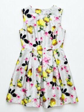 Vintage Style Liz Claiborne Floral Pleated Dress Size 6 Coquette Garden Party